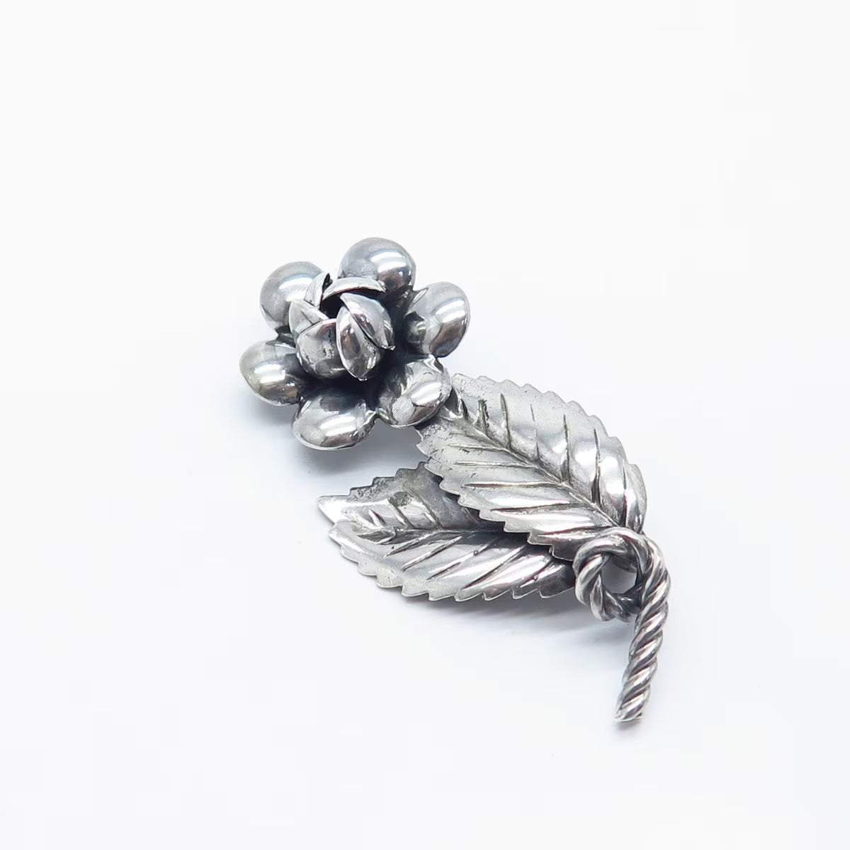 925 Sterling Silver Vintage Floral Pin Brooch