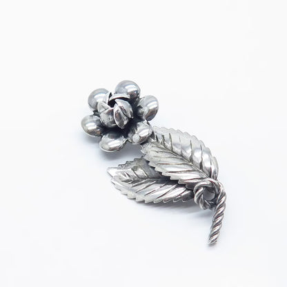 925 Sterling Silver Vintage Floral Pin Brooch