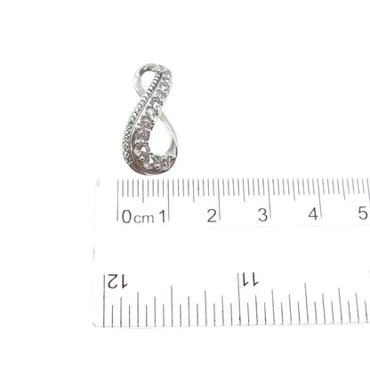 925 Sterling Silver Real Diamond Accent & White Topaz Infinity Slide Pendant