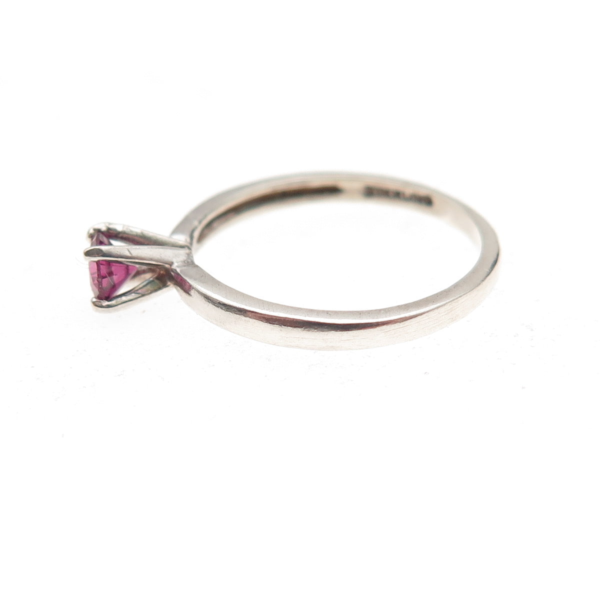 925 Sterling Silver Vintage Real Round-Cut Rhodolite Ring Size 4.75