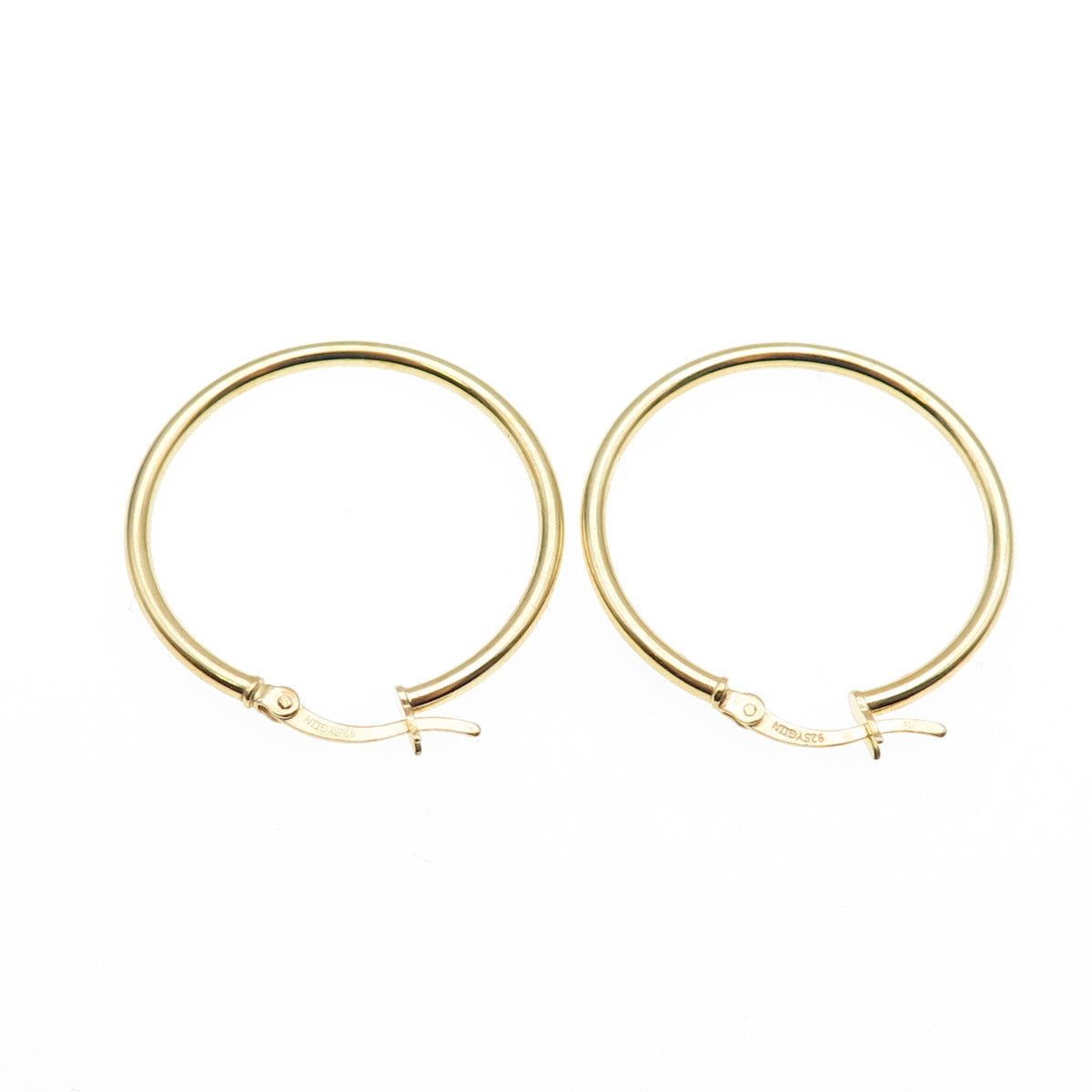 925 Sterling Silver Gold Plated Hoop Earrings