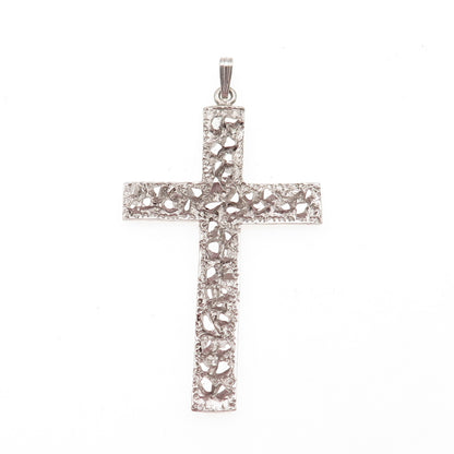 925 Sterling Silver Vintage Nugget Cross Pendant