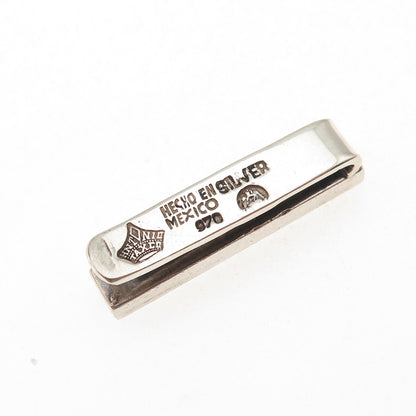 Antonio Pineda 970 Silver Vintage Mexico Modernist Ribbed Oxidized Tie Clip