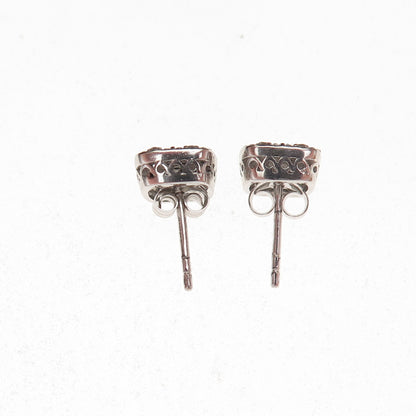 925 Sterling Silver Real Round-Cut Diamond Stud Earrings