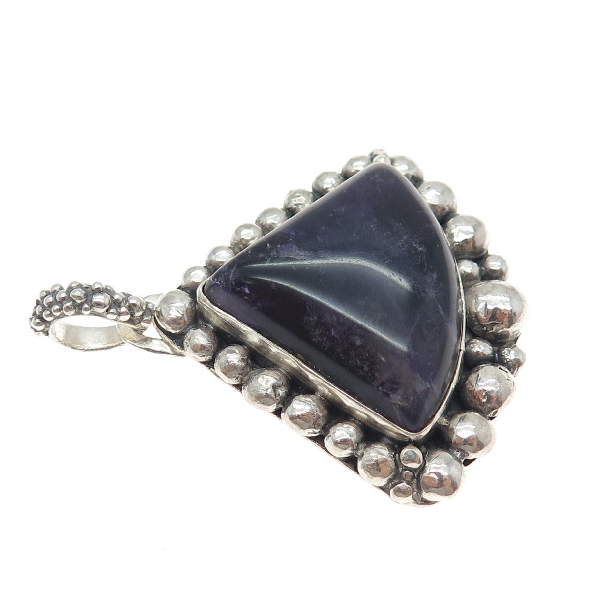KATHERINE LINCOLN 925 Sterling Silver Vintage Real Amethyst Beaded Charm Pendant