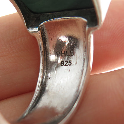 PHLD PlayHardLookDope 925 Sterling Silver Real Malachite Ring Size 12.5