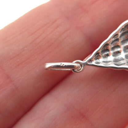 925 Sterling Silver Vintage Seashell Oxidized Charm Pendant