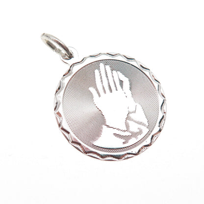 Spencer Co. 925 Sterling Silver Vintage Prayer Hands Charm Pendant