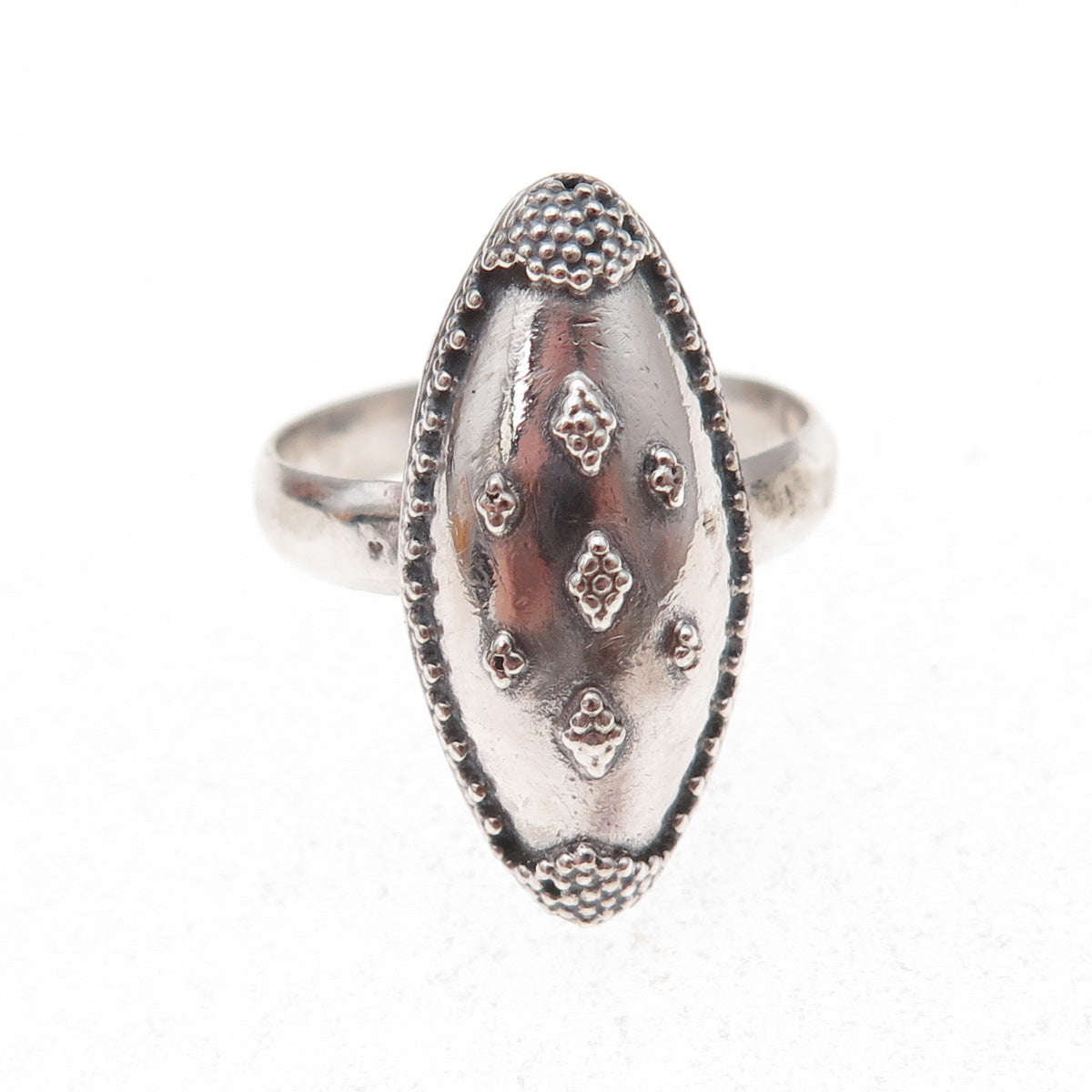 925 Sterling Silver Vintage Granulated Oxidized Ring Size 9.75