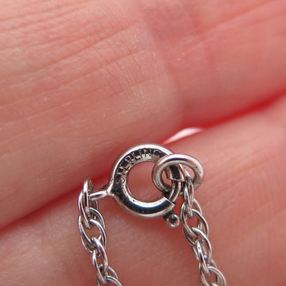 AM LEE 925 Sterling Silver Antique Art Deco Rhinestone Filigree Necklace 16"