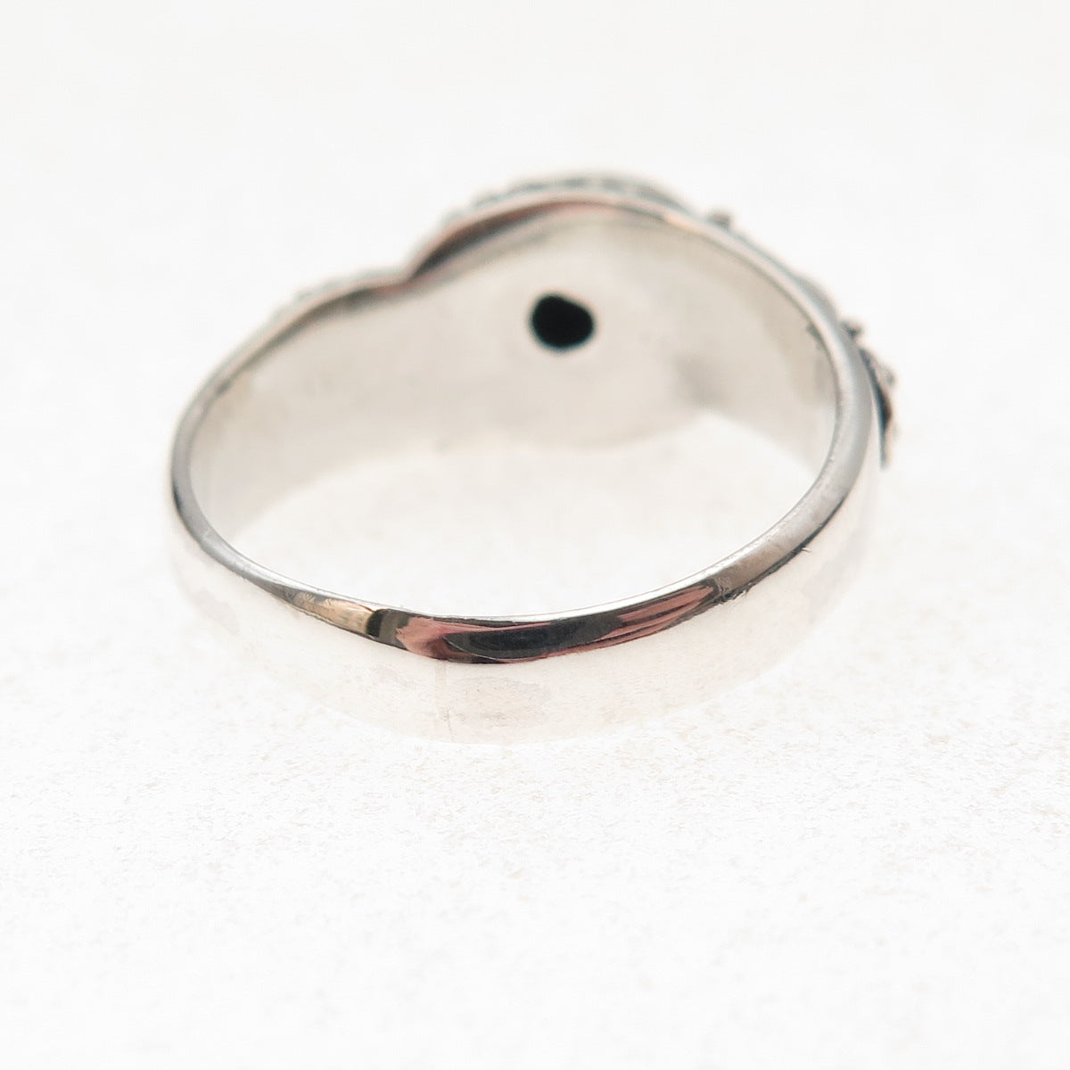 925 Sterling Silver Vintage Real Turquoise Granulated Oxidized Ring Size 8.25