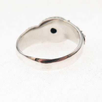 925 Sterling Silver Vintage Real Turquoise Granulated Oxidized Ring Size 8.25