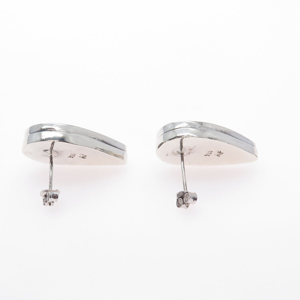 AF DESIGN 925 Sterling Silver Vintage Real Abalone Shell Teardrop Earrings