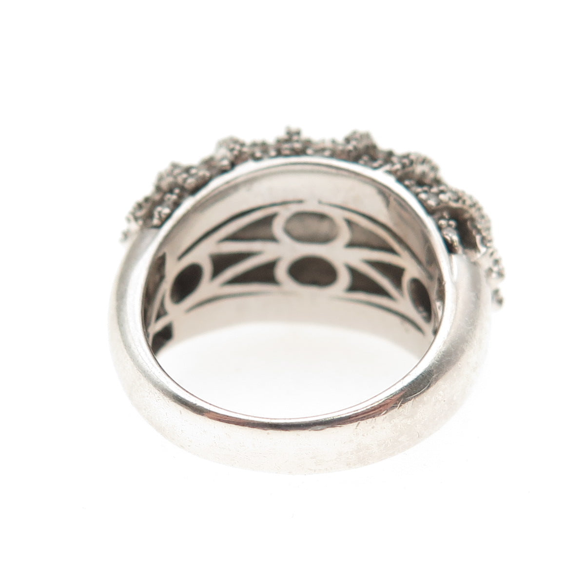 Jane Seymour 925 Sterling Silver Enamel Real Diamond Dome Ring Size 6.25