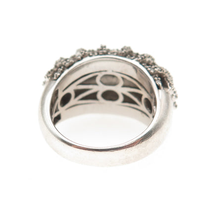 Jane Seymour 925 Sterling Silver Enamel Real Diamond Dome Ring Size 6.25