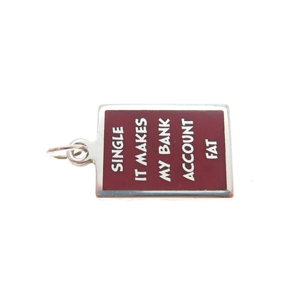 925 Sterling Red Enamel Single It Makes My Bank Account Fat Minimalist Pendant