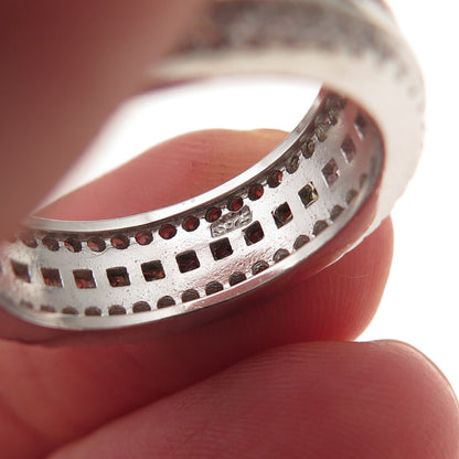 925 Sterling Silver Multi-Color C Z Band Ring Size 7.25