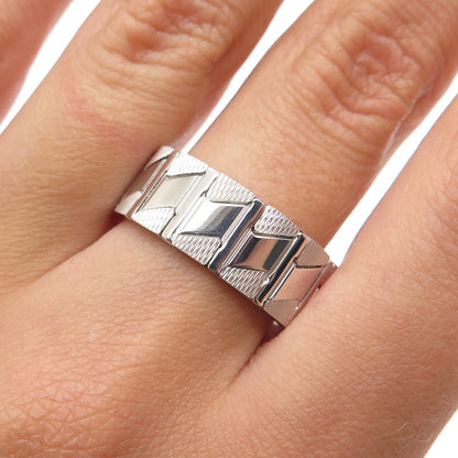 NEOS 925 Sterling Silver Textured Zig Zag Band Ring Size 8.75