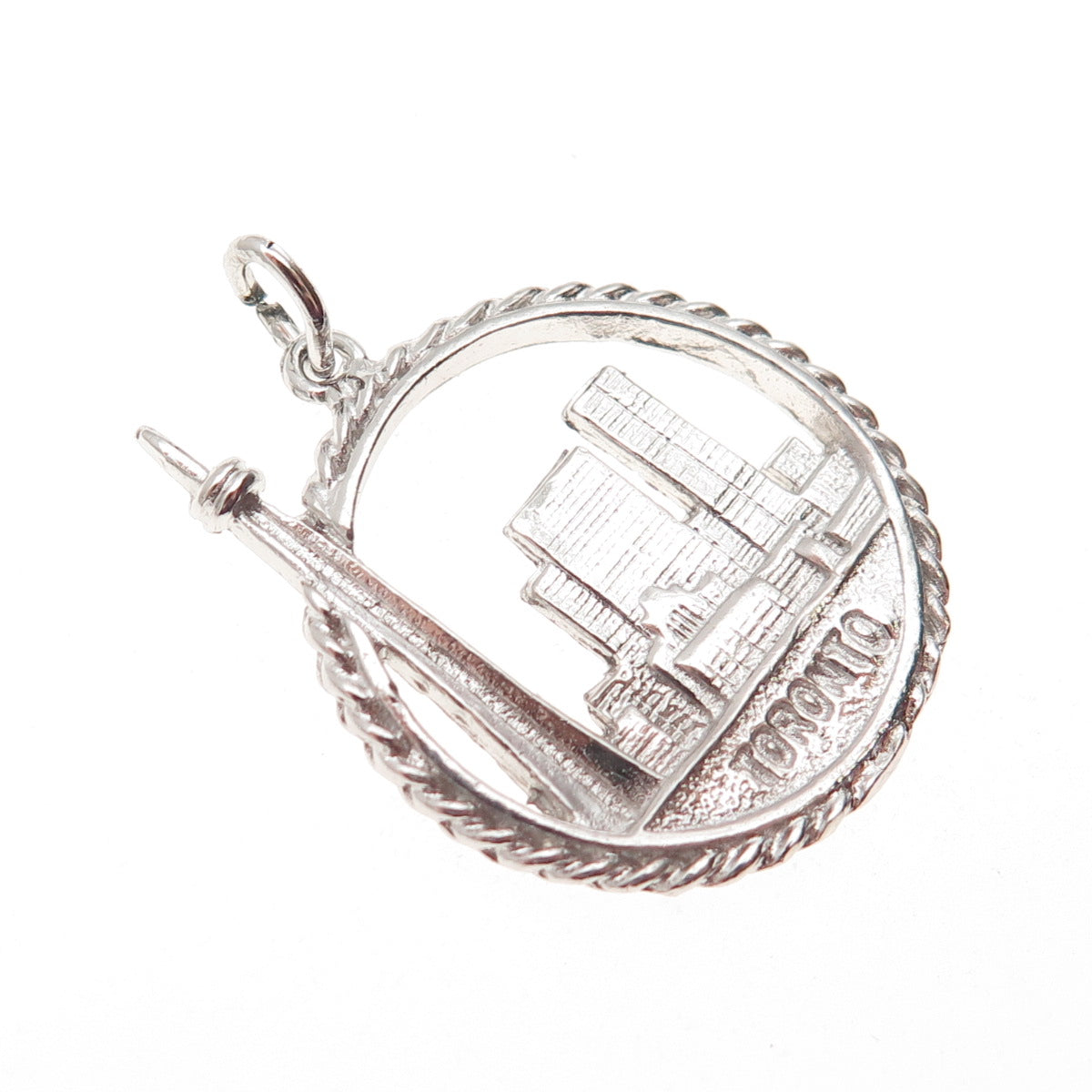 925 Sterling Silver Vintage Toronto Skyline Charm Pendant