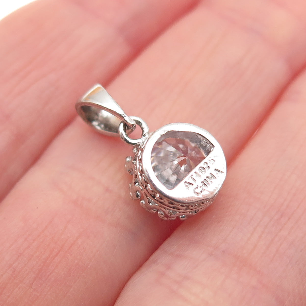 ATI Annika Witt 925 Sterling Silver Round-Cut C Z Mini Charm Pendant