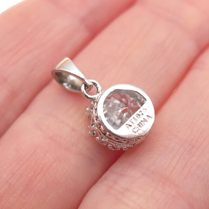 ATI Annika Witt 925 Sterling Silver Round-Cut C Z Mini Charm Pendant
