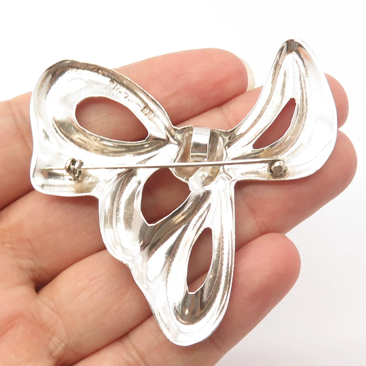 925 Sterling Silver Vintage Bow Pin Brooch