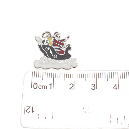 Danecraft Sterling Silver Antique Art Deco Enamel Santa's Sleigh Mini Pendant