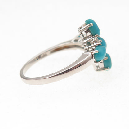 925 Sterling Silver Real Sleeping Beauty Turquoise Cross Ring Size 8