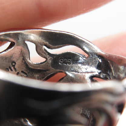 DIDAE Sterling Silver Vintage Israel Real Pearl Modernist Oxidized Ring Size 7