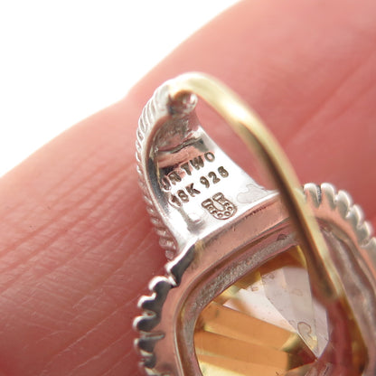 JUDITH RIPKA Sterling Silver 18K Gold Posts Real Diamond Canary Quartz Earrings