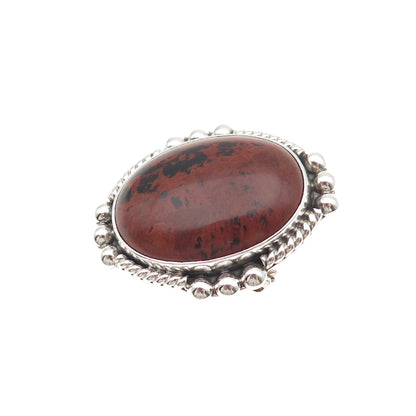 925 Sterling Silver Vintage CII Mexico Real Jasper Beaded Pin Brooch / Pendant