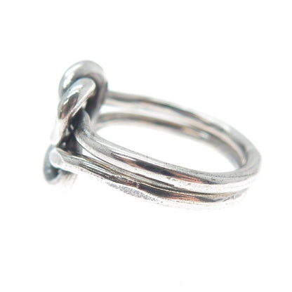 925 Sterling Silver Vintage Double Love Mariner Knot Oxidized Ring Size 5.5