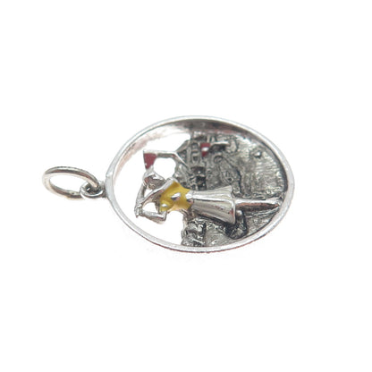 925 Sterling Silver Antique Colorful Enamel Golf Club Charm Pendant