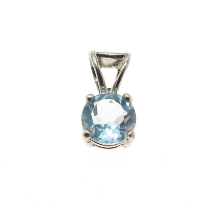 ROSS SIMONS 925 Sterling Silver Vintage Real Blue Topaz Minimalist Pendant