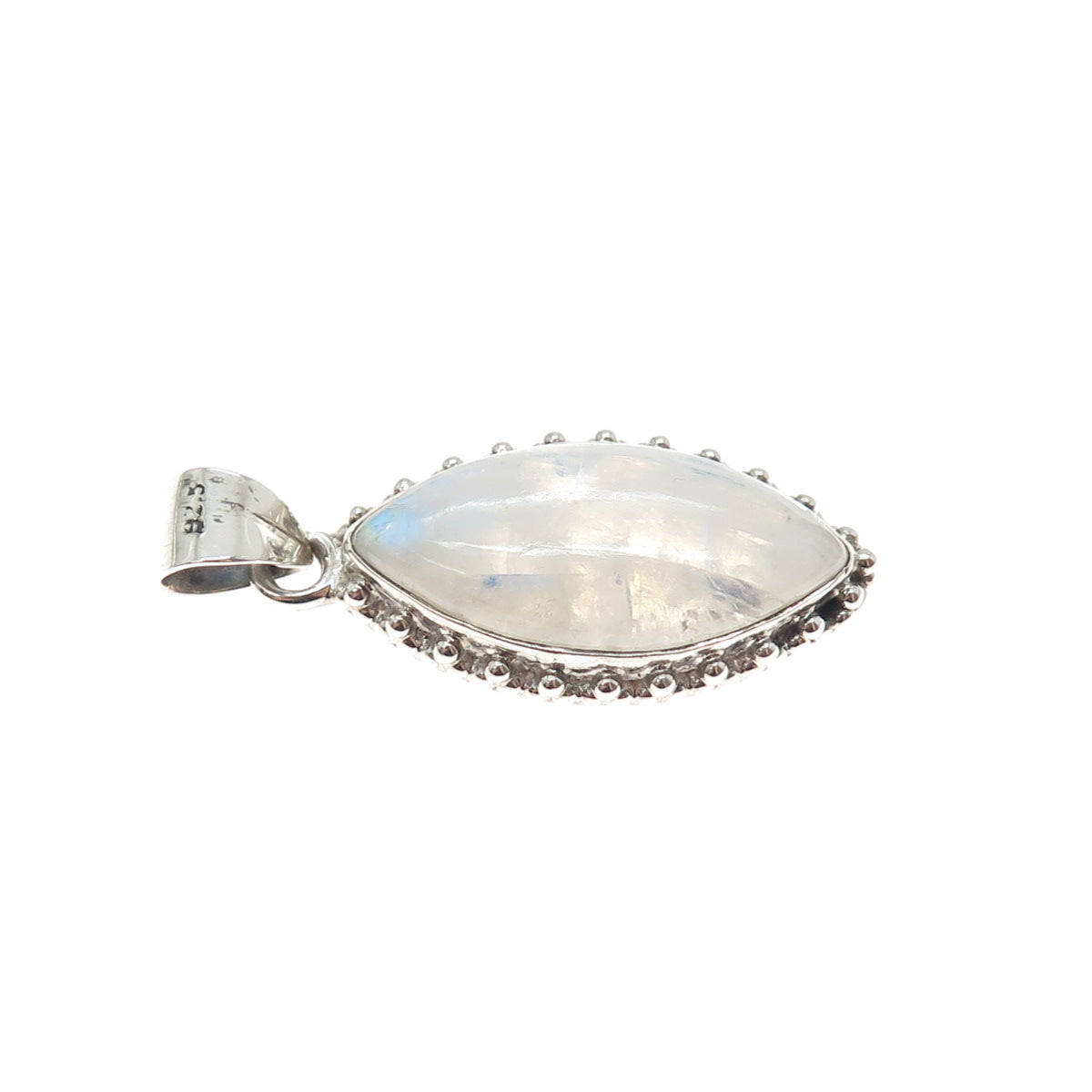 925 Sterling Silver Vintage Real Moonstone Beaded Charm Pendant