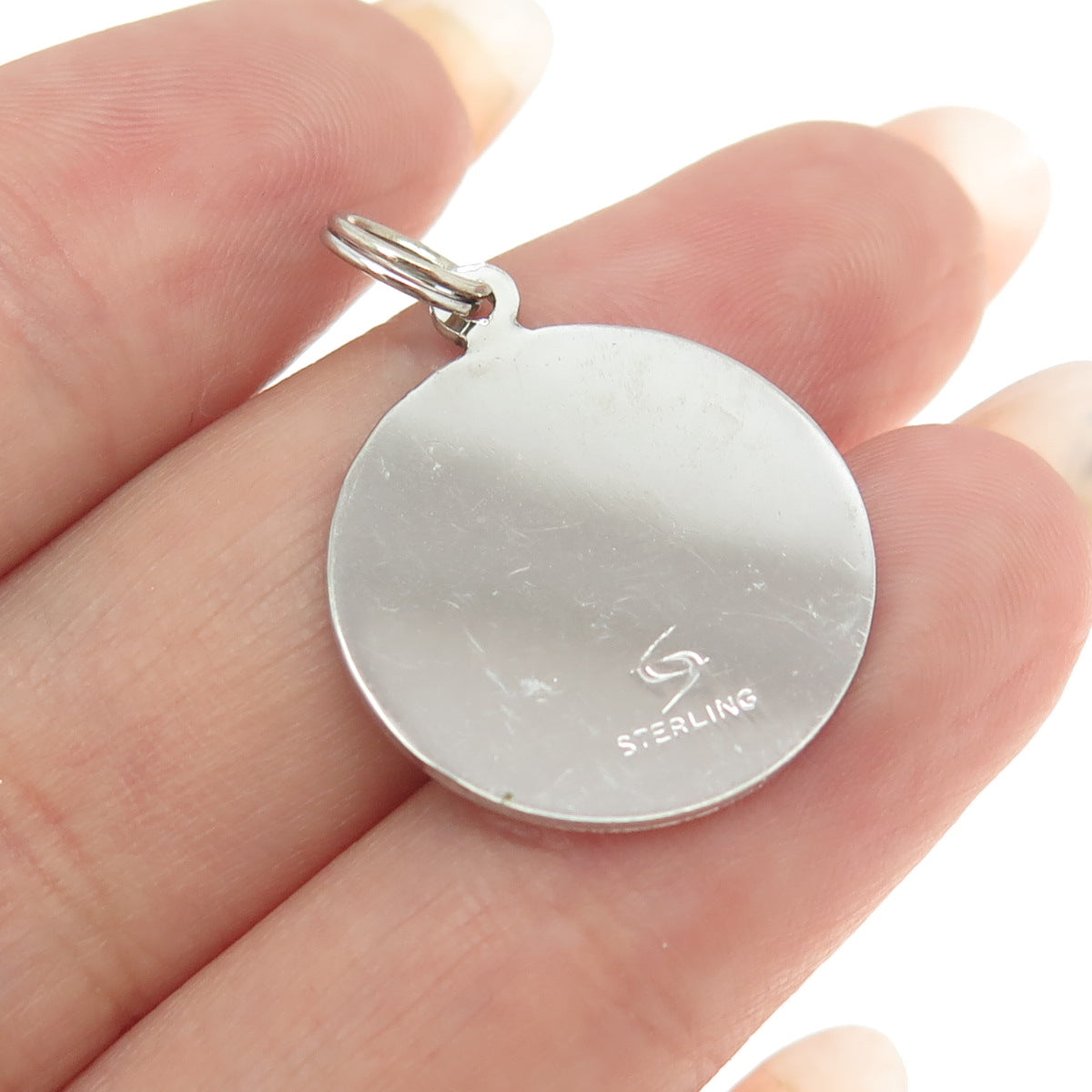 925 Sterling Silver Vintage Friendship Round Tag Pendant