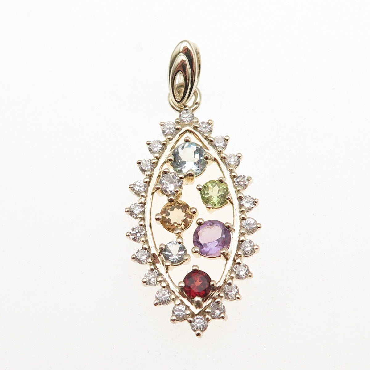 Ross Simons Sterling Gold Plated Topaz Amethyst Peridot Citrine & Garnet Pendant