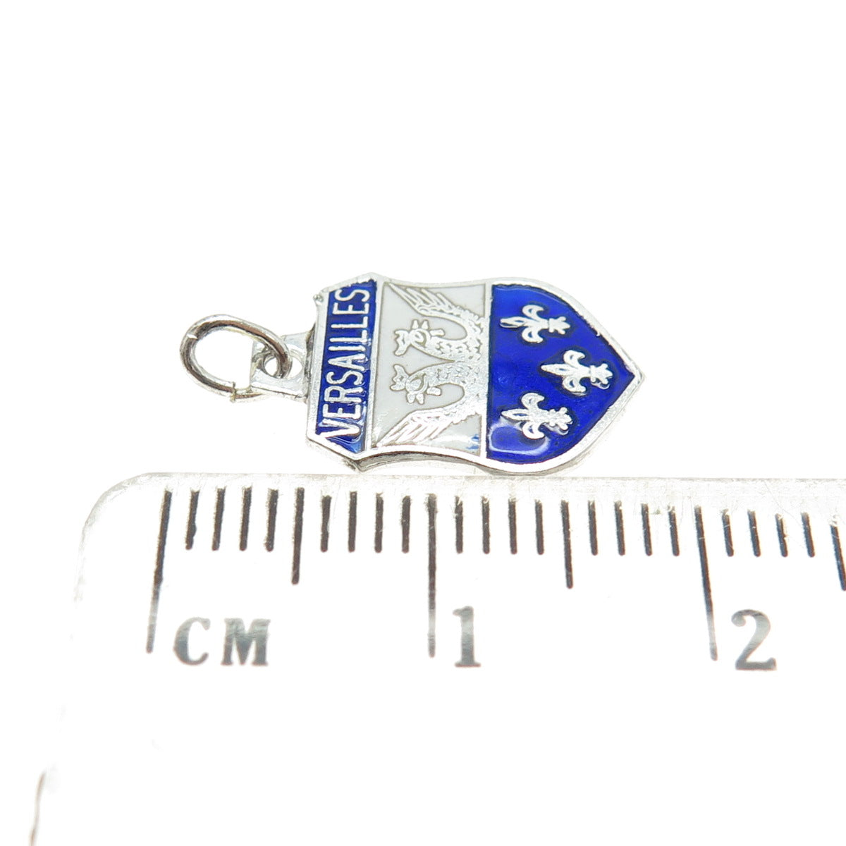 ARGENT 950 Silver Vintage Enamel Versailles Coat of Arms Minimalist Pendant