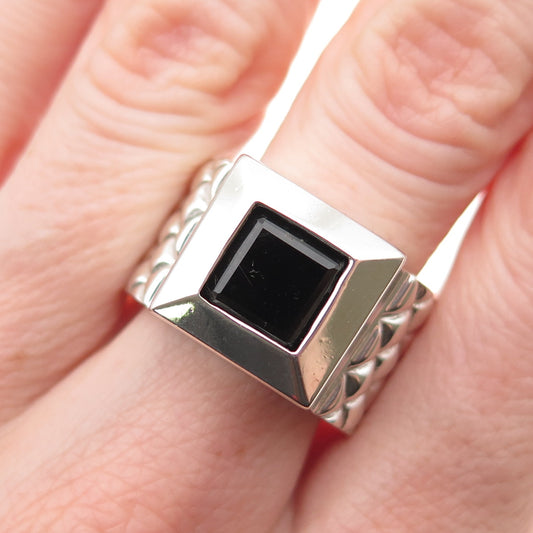 Chateau D’Argent 925 Sterling Silver Vintage Real Black Spinel Ring Size 9