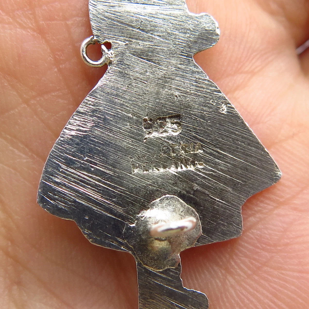 925 Sterling Silver Vintage Industria Peruana Lady Tribal Pin Brooch