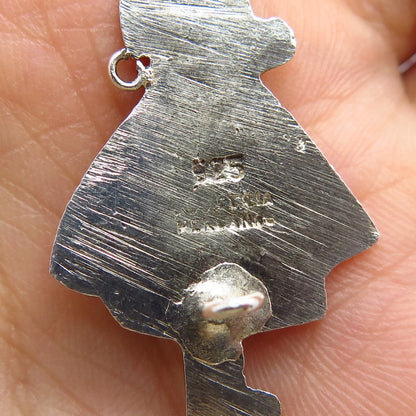 925 Sterling Silver Vintage Industria Peruana Lady Tribal Pin Brooch