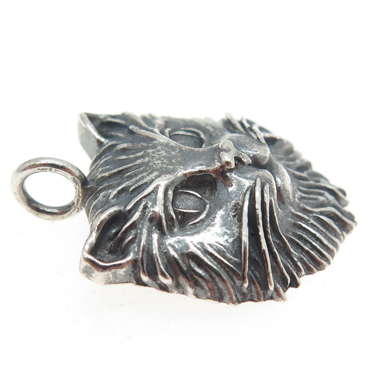 925 Sterling Silver Vintage Persian Cat Oxidized Charm Pendant