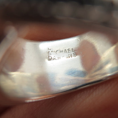 MICHAEL DAWKINS 925 Sterling Silver Real Diamond Crisscross Ring Size 6.75