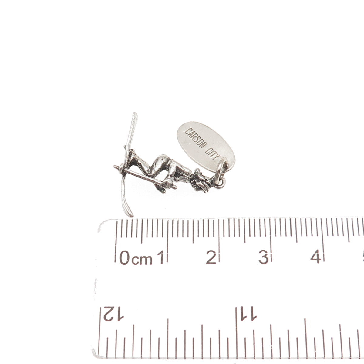 Maisels Indian Sterling Silver Vintage Carson City Skier 3D Mini Charm Pendant