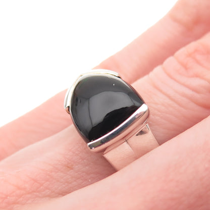CNA PRANDA 925 Sterling Silver Vintage Real Black Onyx Modernist Ring Size 6