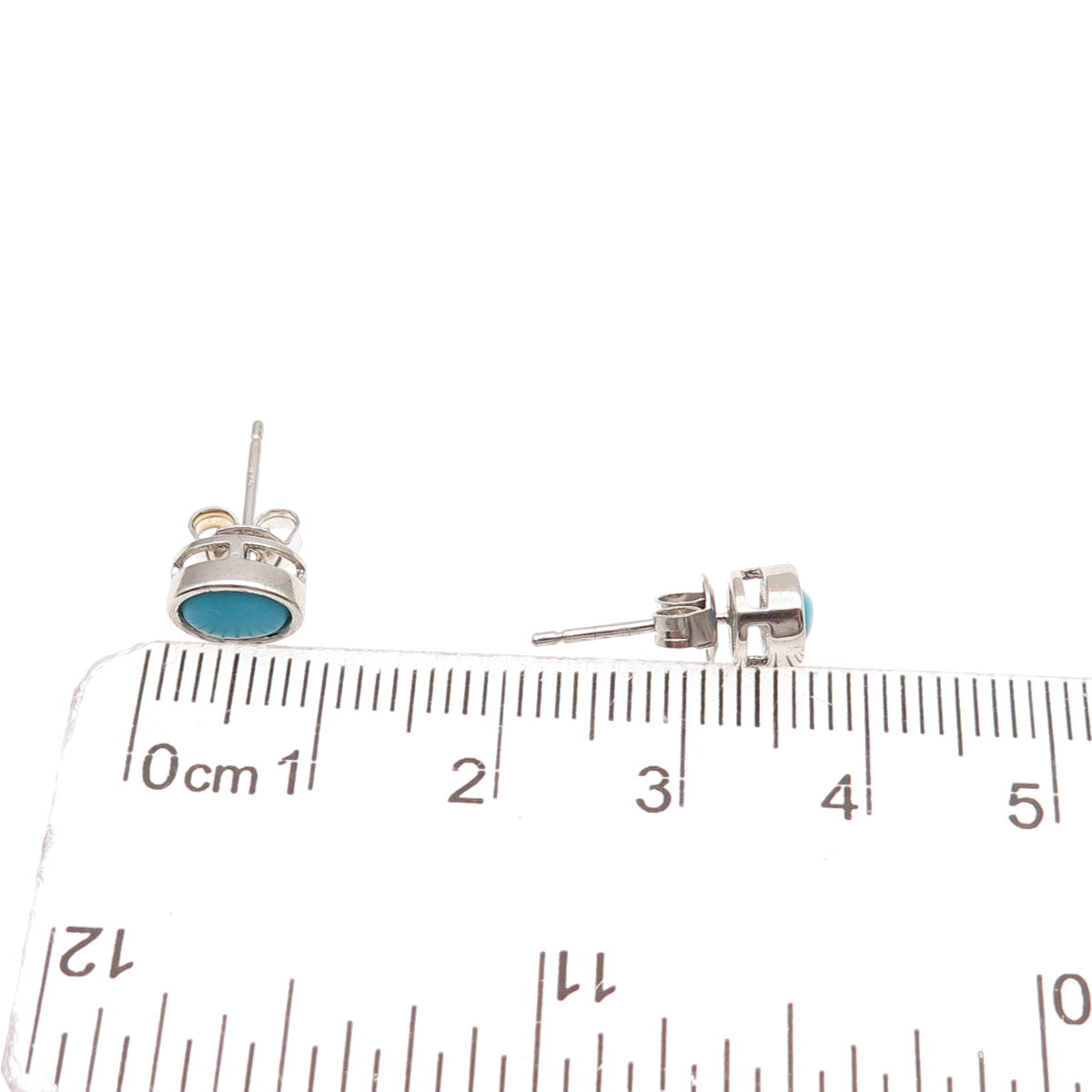 925 Sterling Silver Real Sleeping Beauty Turquoise Stud Earrings