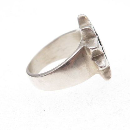 Lisa Jenks 925 Sterling Silver Vintage Modernist Sun Oxidized Ring Size 7.75