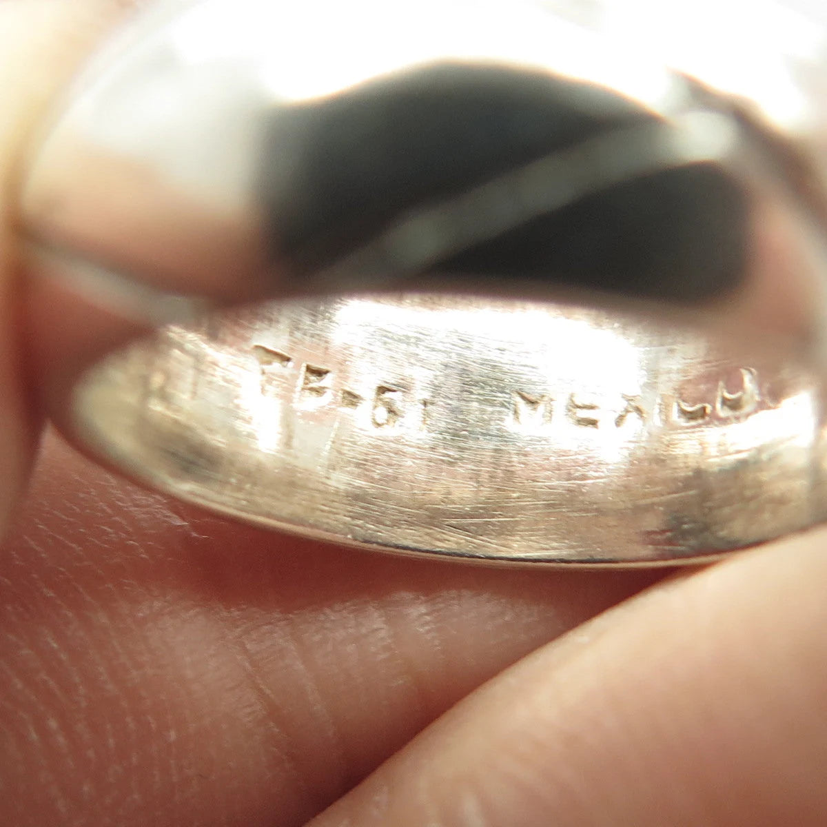 925 Sterling Silver Vintage Mexico "X" Lined Band Ring Size 5.75