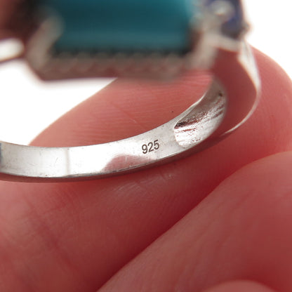 Chuck Clemency 925 Sterling Silver Real Turquoise Tanzanite & Topaz Ring Size 8