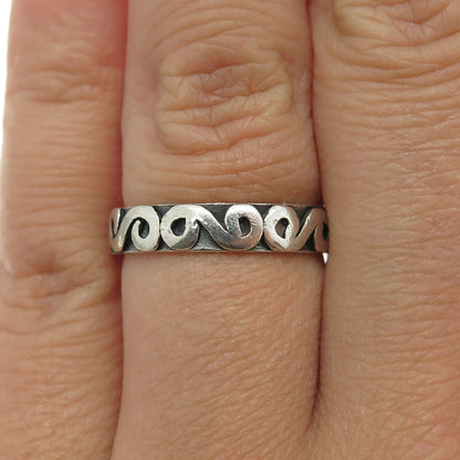 925 Sterling Silver Vintage Spiral All Around Band Ring Size 6.5